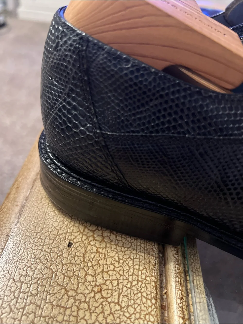 Mezlan Platinum Genuine Lizard Skin Dress Derby Shoes Gray 9.5M